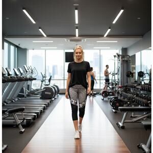 AVIA Athletic Capri Leggings Space-Dye w/ Floral & Mesh Panels Size M